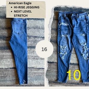 American Eagle- Curvy Hi-Rise Jegging - Distressed - 16